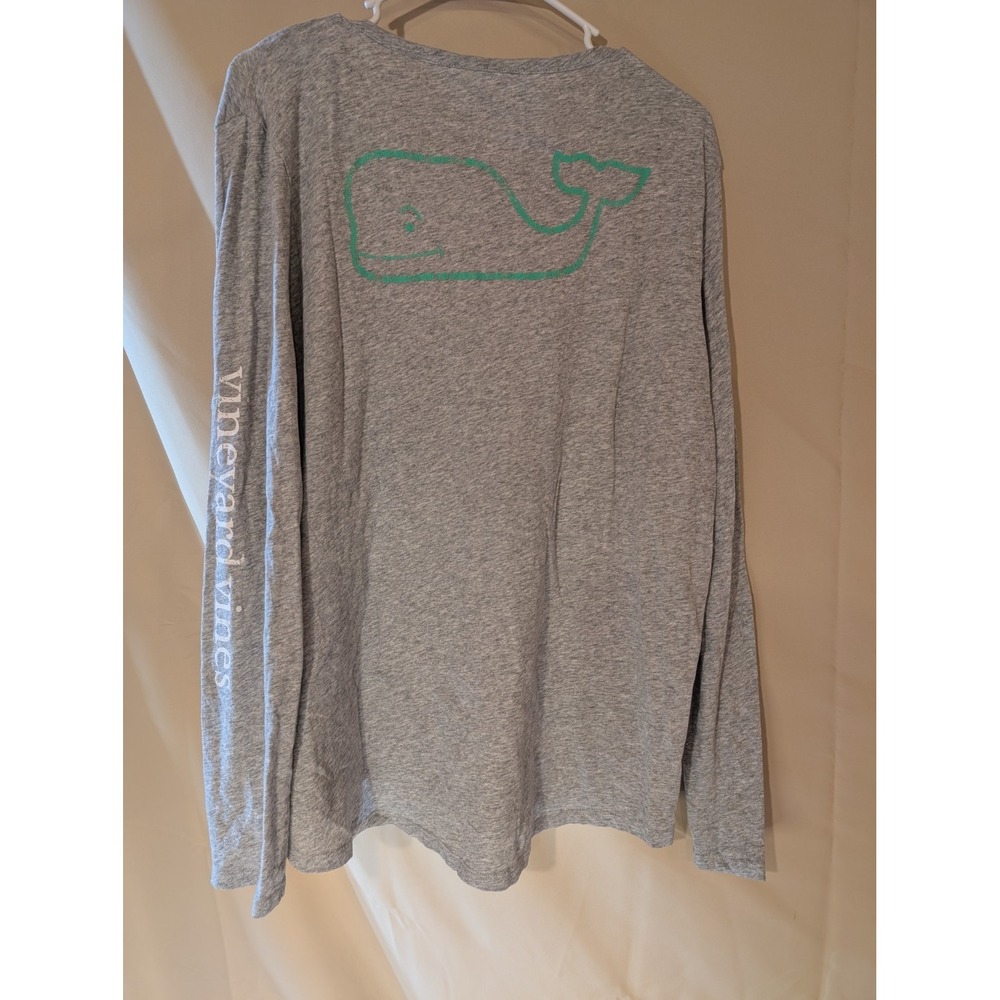 VINEYARD VINES Men's XL Whale Logo Long Sleeve Pocket Tee Gray Cotton‎ Shirt - Picture 2 of 4